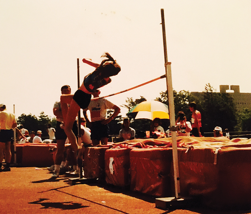 Sondra Ashmore (Biere) High Jumps her way to the Gold medal at the 1988 Summer Iowa Games in Ames. (photo courtesy of Ashmore)